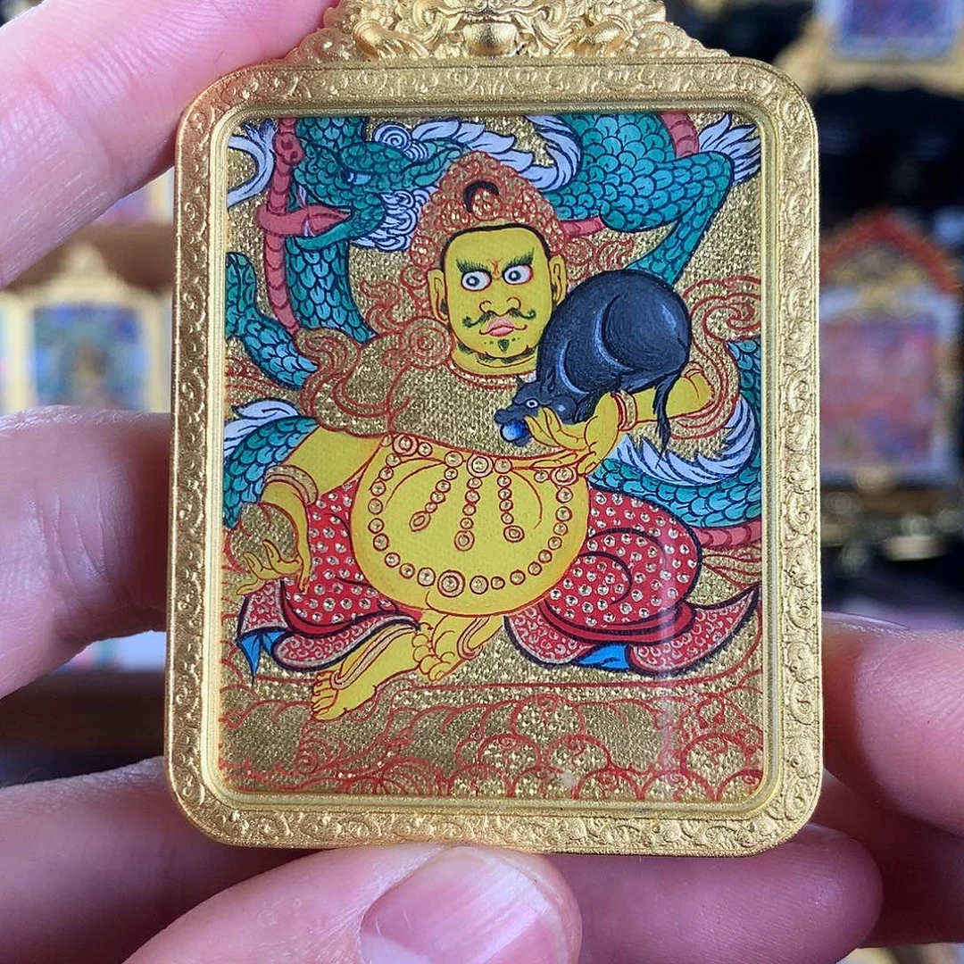 吊坠黄财神热贡金唐带彩