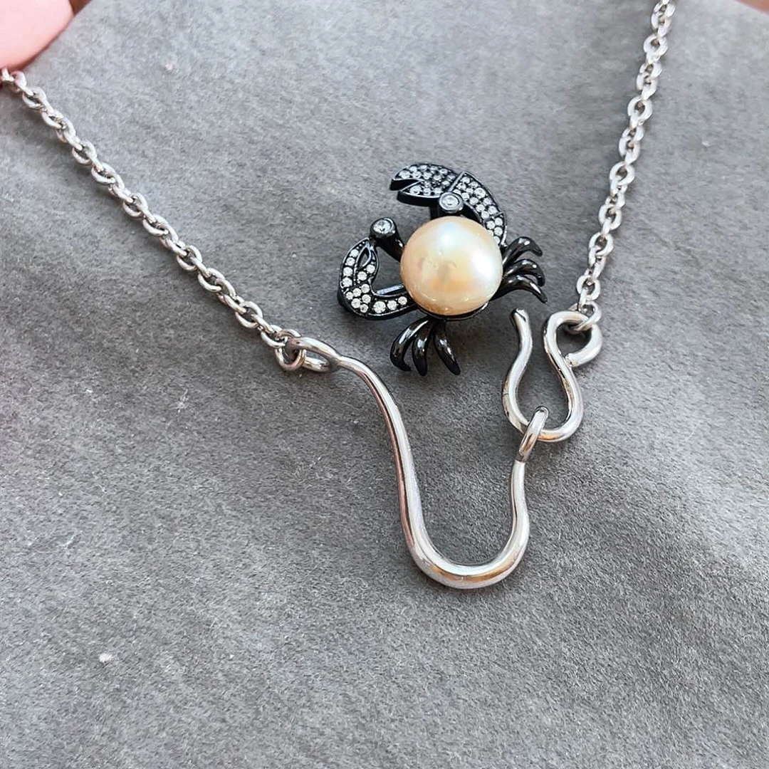 银S925镶嵌海水珍珠颈饰杰*嘻