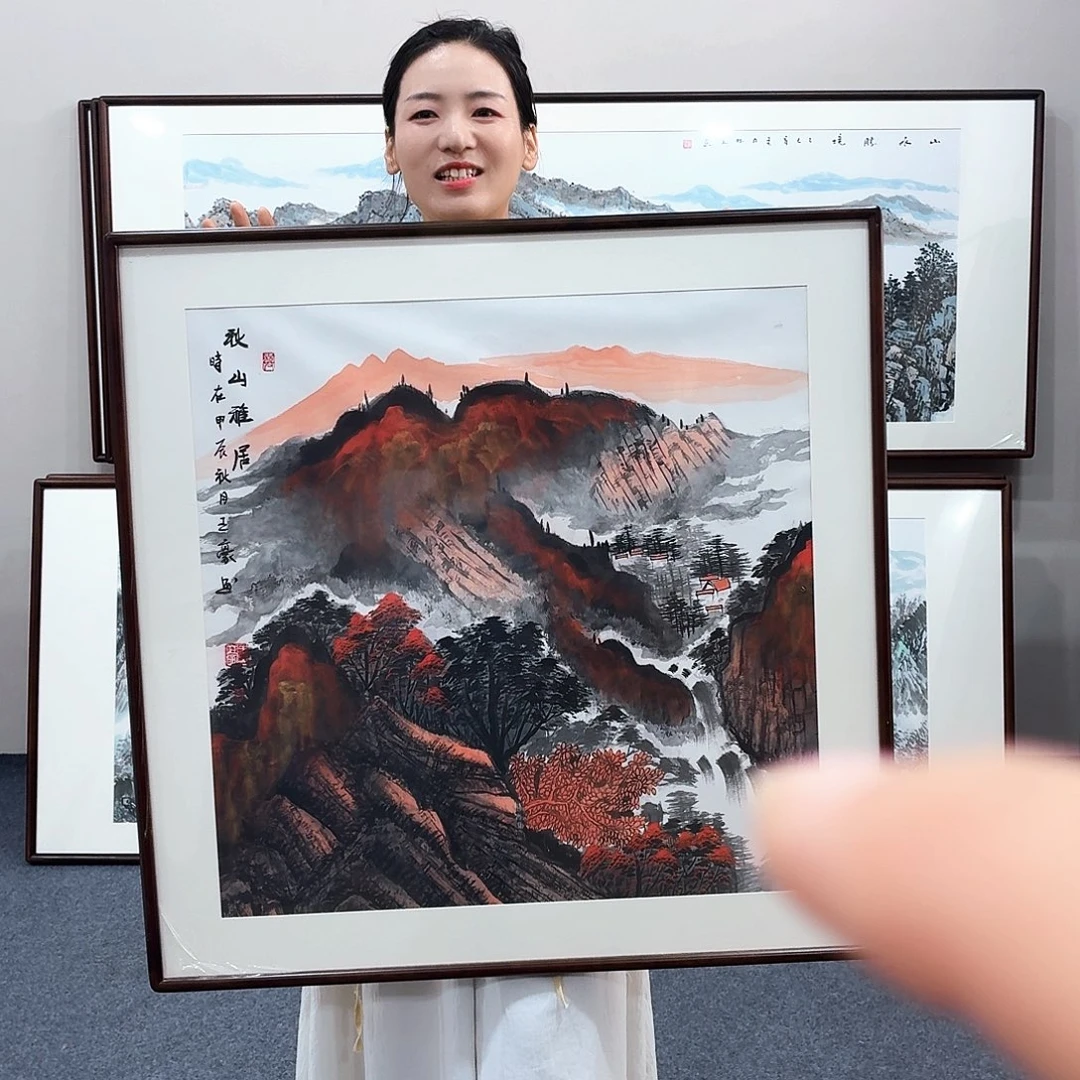 国画手绘作品80×80尺寸