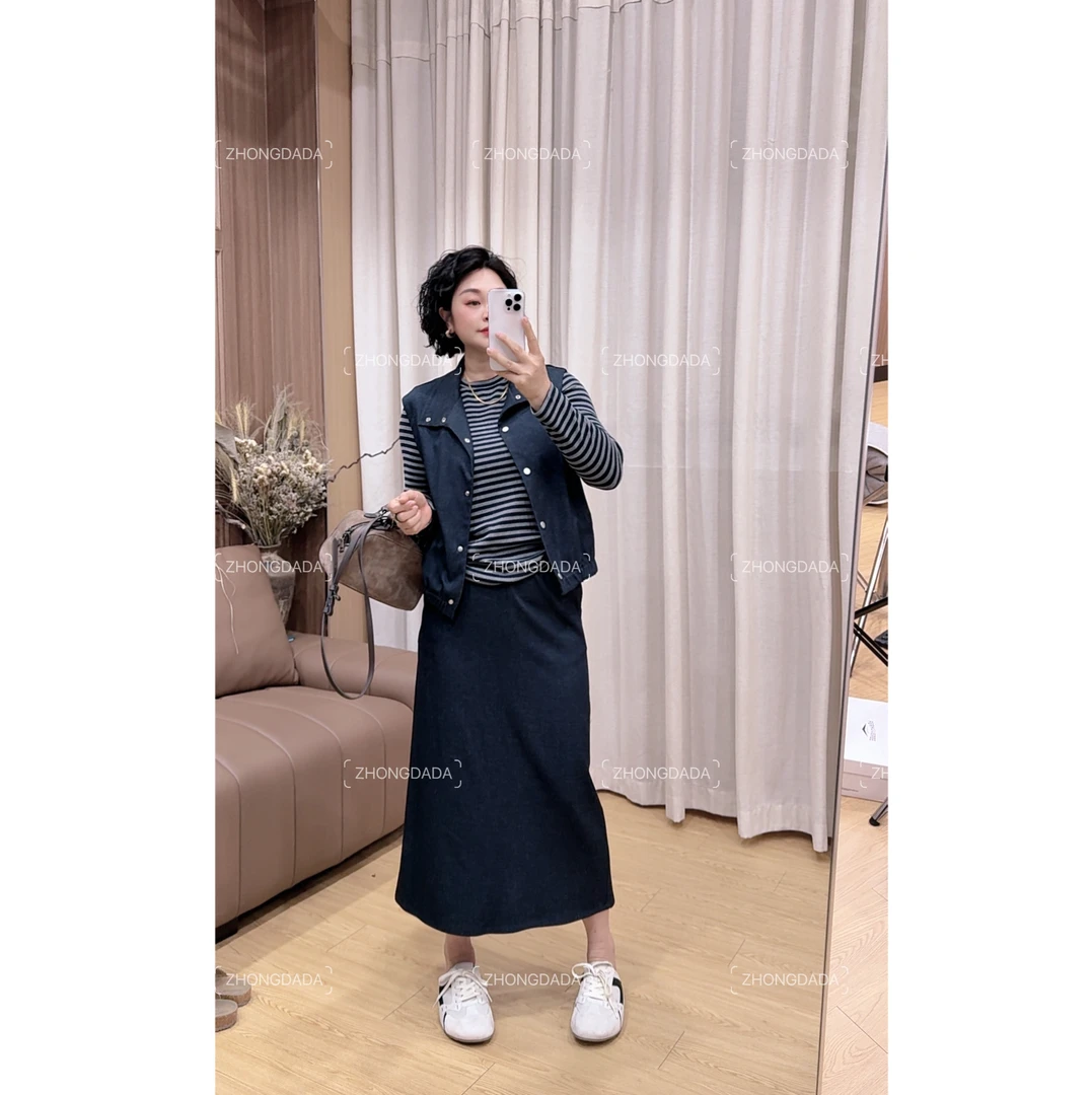 ZHONG大大【】2025秋季新款时尚洋气马甲T恤套装裙三件套11980