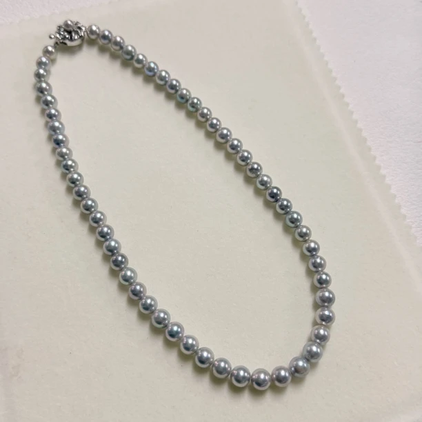 【六六中古】孤品57颗海水珍珠项链fa433链长42珠子7-7.5