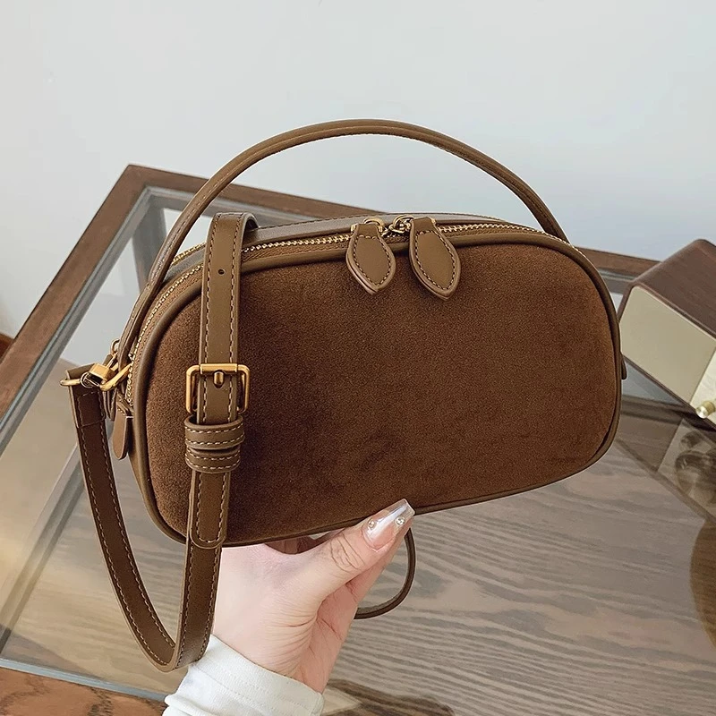 手拎磨砂休闲小方包女2024韩版时尚通勤百搭单肩包复古潮流斜挎包