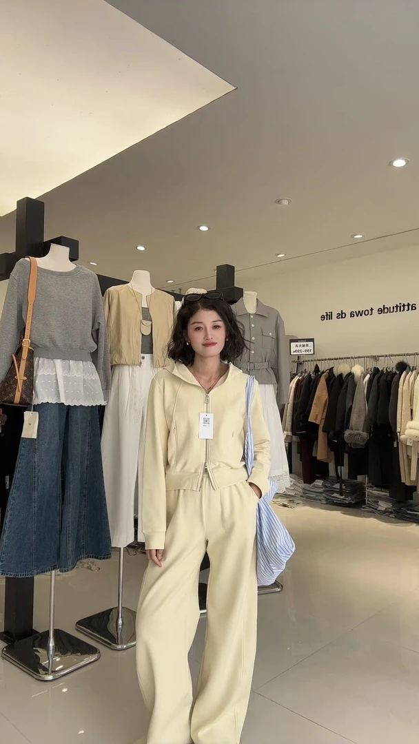 1393春秋季学生韩版显瘦宽松连帽卫衣长裤两件套潮