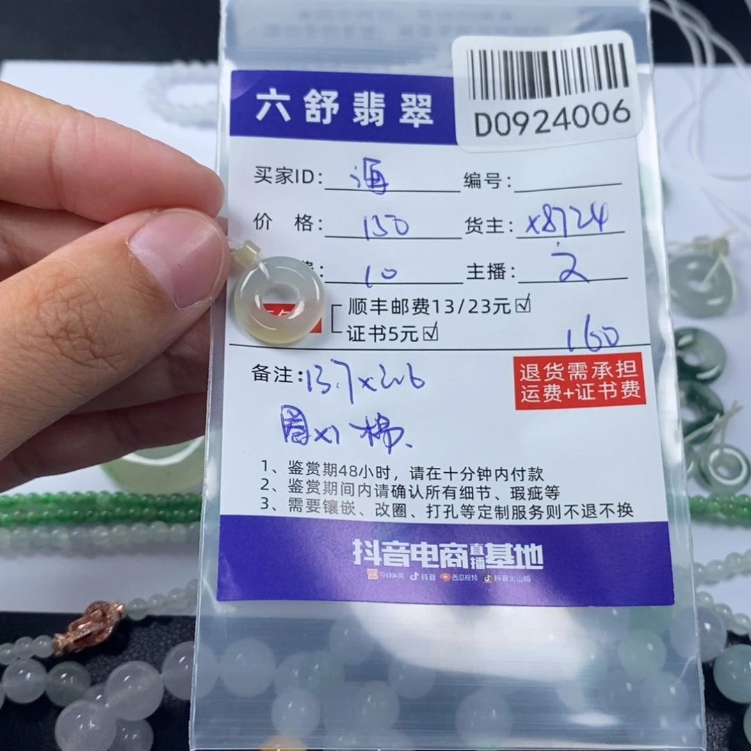 海****未镶嵌挂件翡翠D0924006