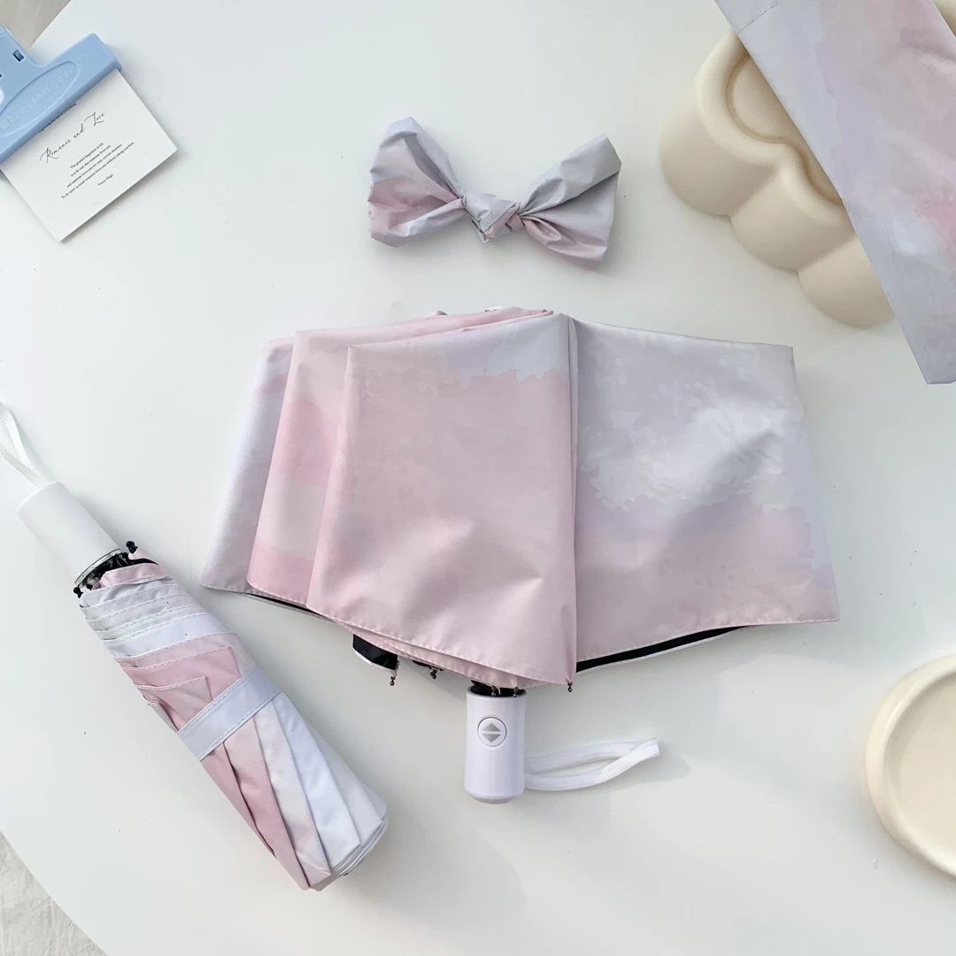 渐变雨伞女晴雨折叠两用晴雨遮阳伞全自动黑胶太阳伞防晒紫外线女