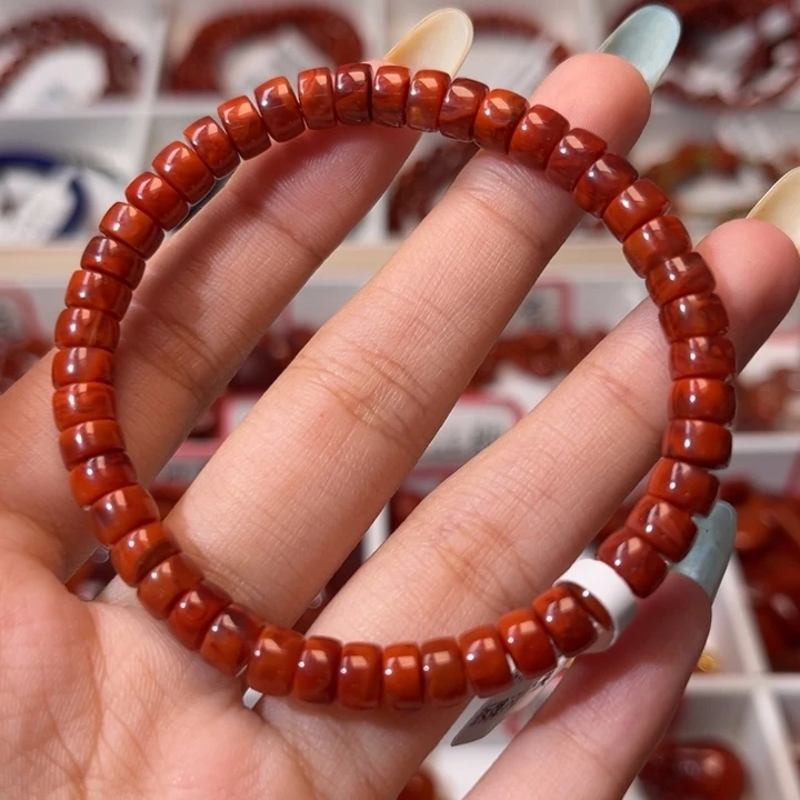 南红玛瑙未镶嵌手链满肉火焰纹6mm精工直切药片