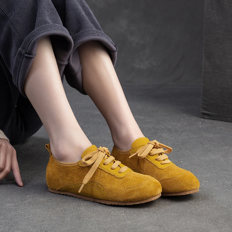 软底平底德训鞋女头层牛皮2025新款春百搭运动休闲鞋真皮阿甘鞋潮