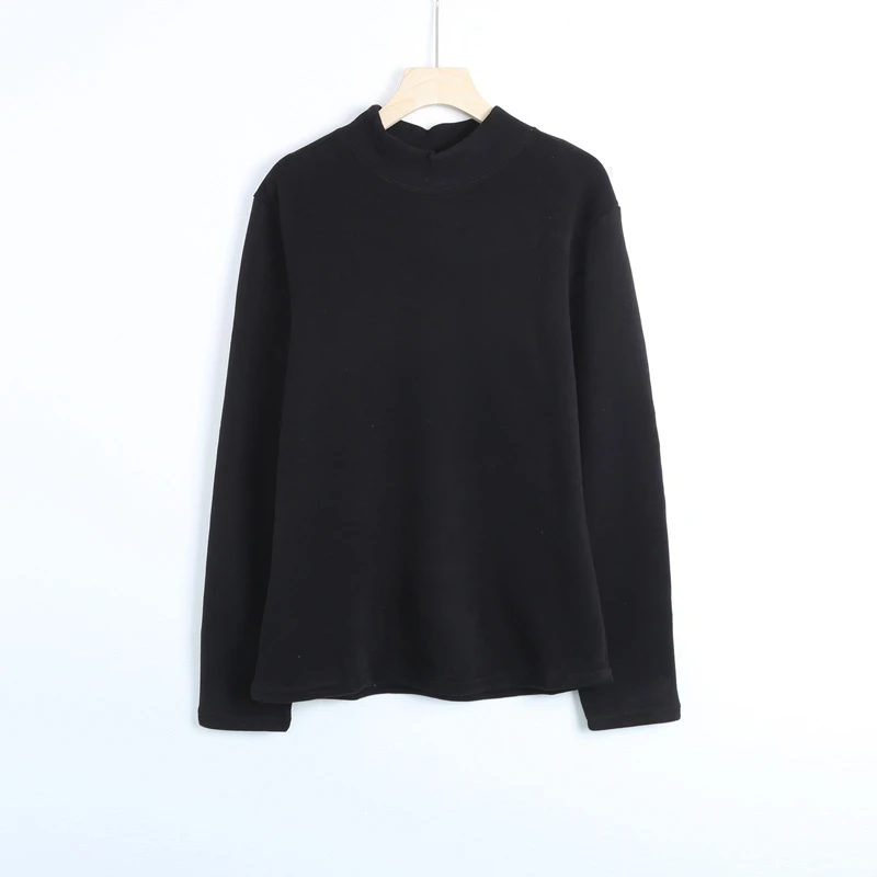 W0027自发热高弹绒半高领舒适百搭超大弹力新款简约修身卫衣时尚