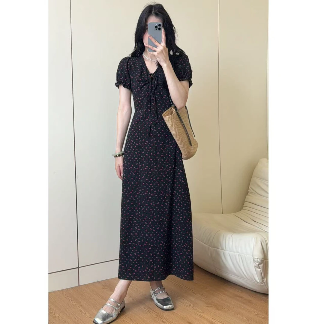 【遇见美好】设计师原创款2025年新款定制面料碎花夏季透气连衣裙