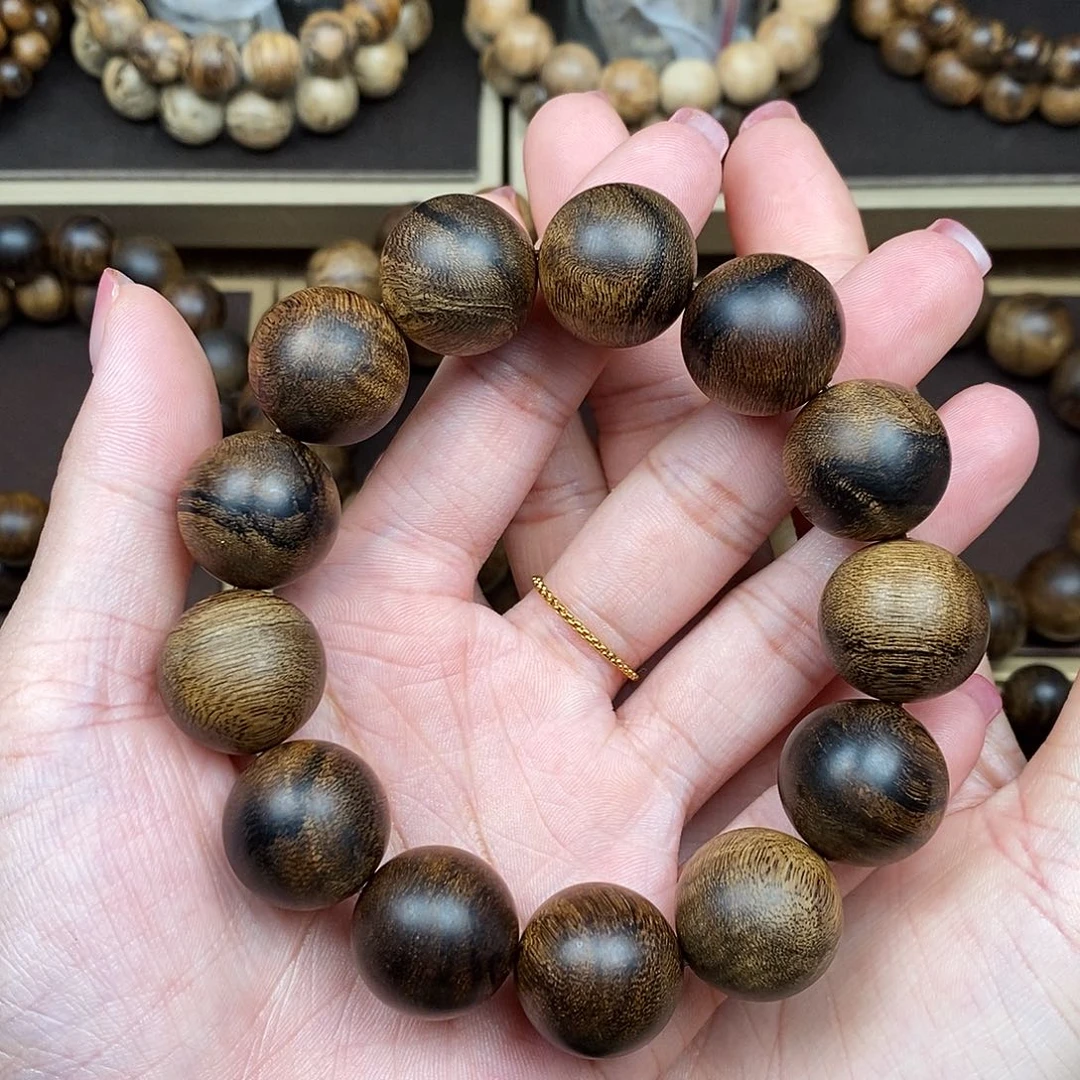 沉香手串越南芽庄白棋楠虎皮缨子瘤疤沉水