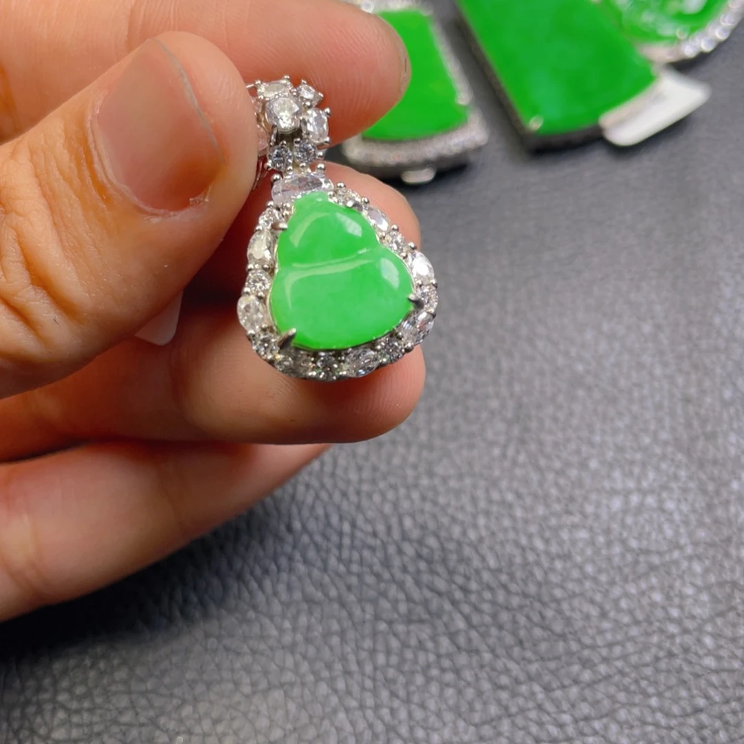 翡翠银S925镶嵌吊坠(不含链)