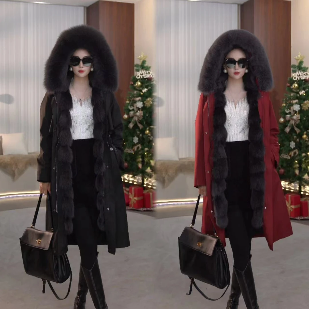 【琼玉】2024新款爆款狐狸毛大门襟内胆可拆卸女装派克服
