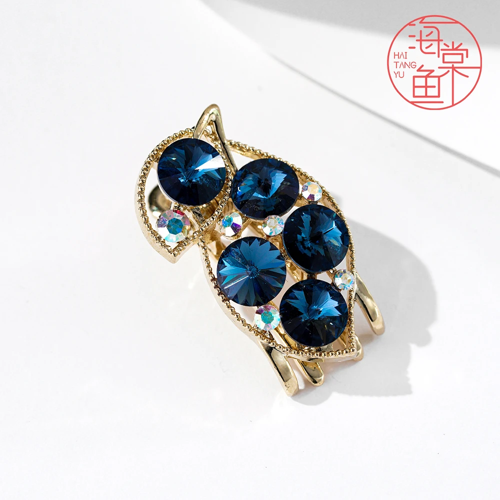 FJ3434【施】墨兰树叶趴趴夹蓝色