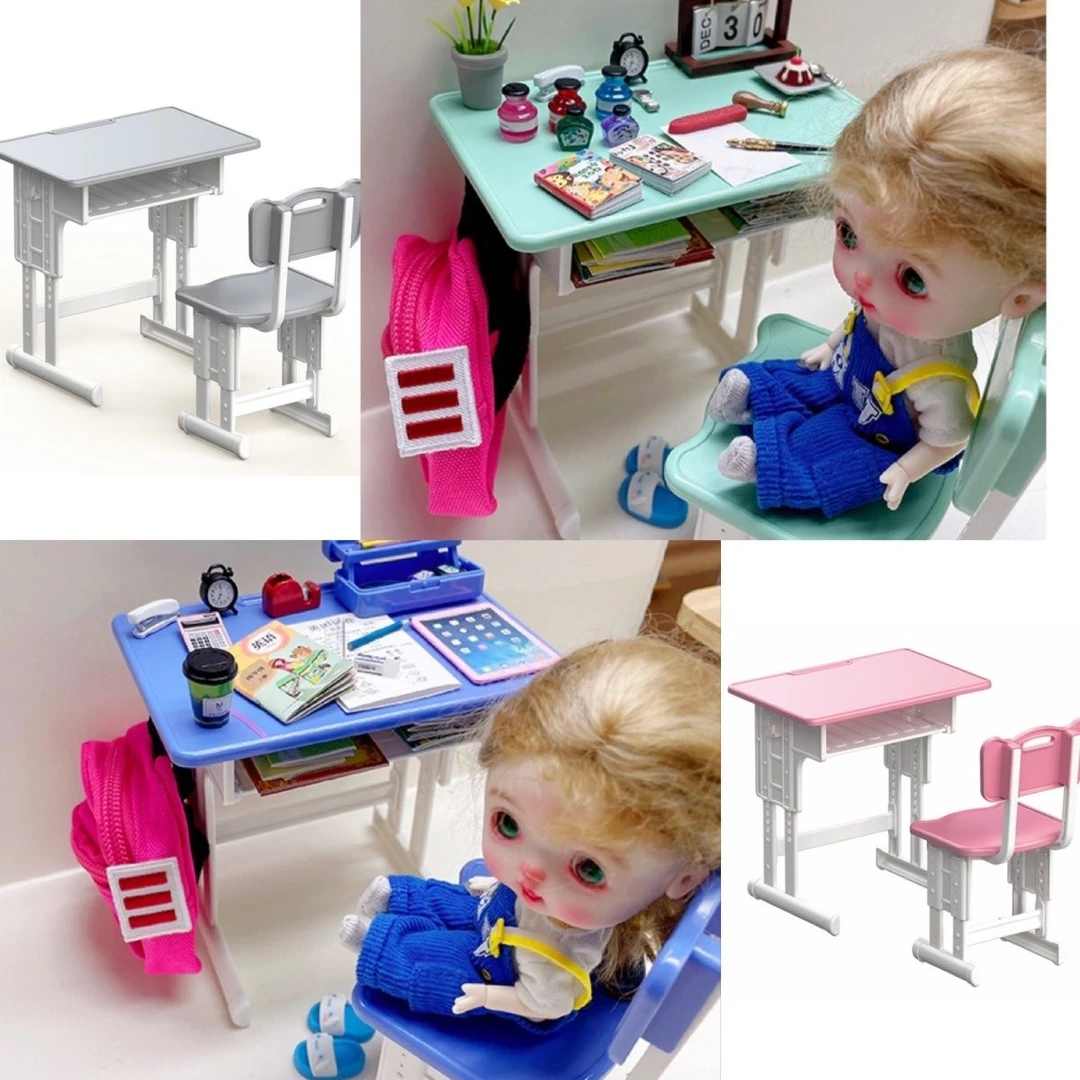 迷你小课桌书桌微缩食玩仿真小书本课本文具铅笔盒学习桌