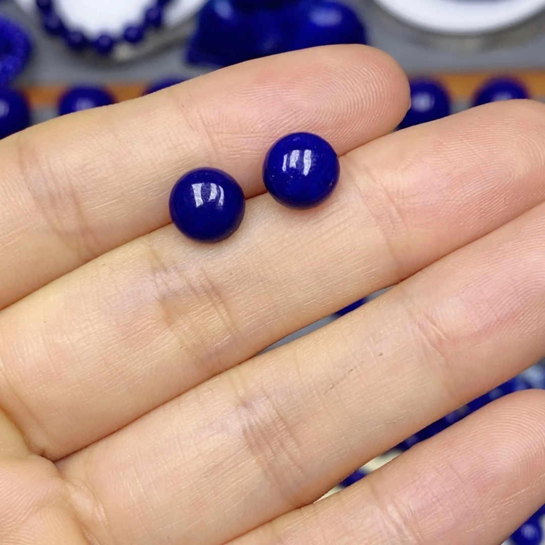 青金石银S925镶嵌耳饰