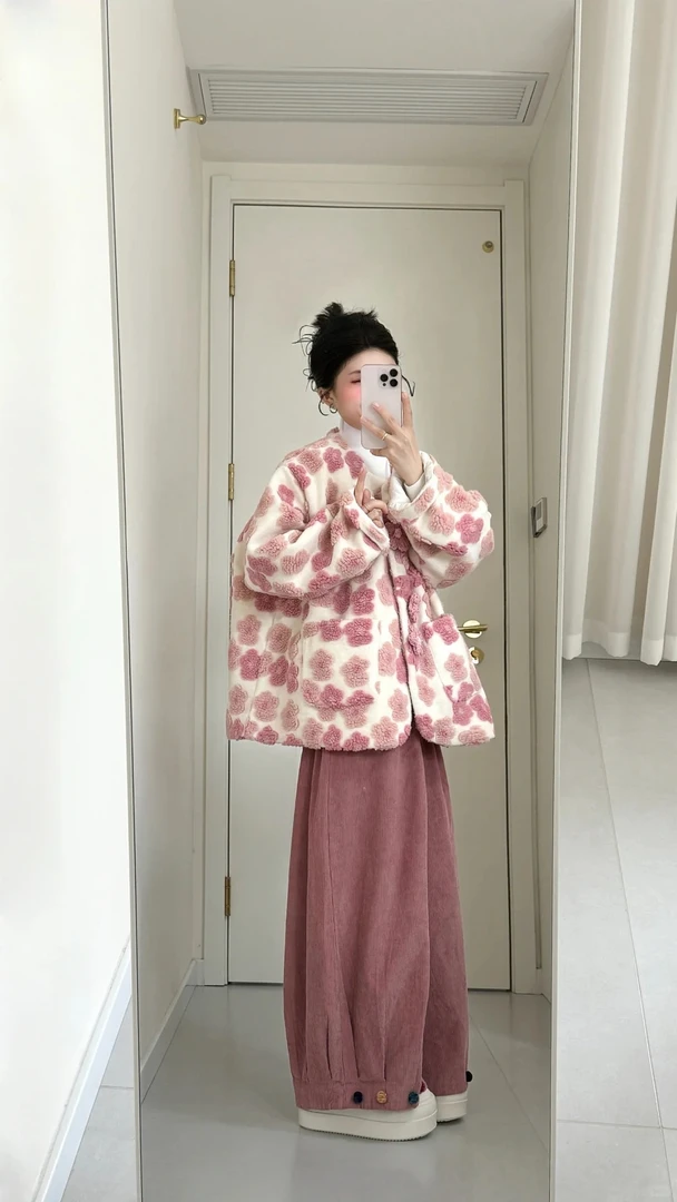 2025新款秋季韩系温柔甜美风粉色外套上衣百搭休闲裤两件套装显瘦