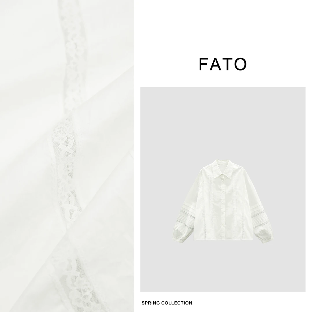 【郑买买】南法假日 新款财阀千金女装法式镂空蕾丝衬衫QDD41225C4