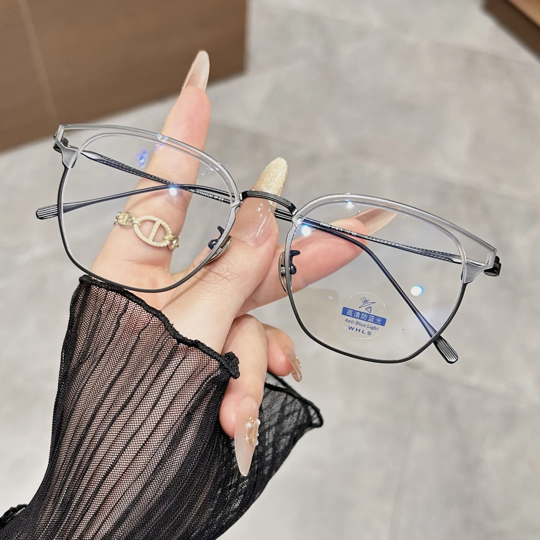 男女通用纯钛斯文超轻近视眼镜可配变色防蓝光度数镜片纯欲眼镜框