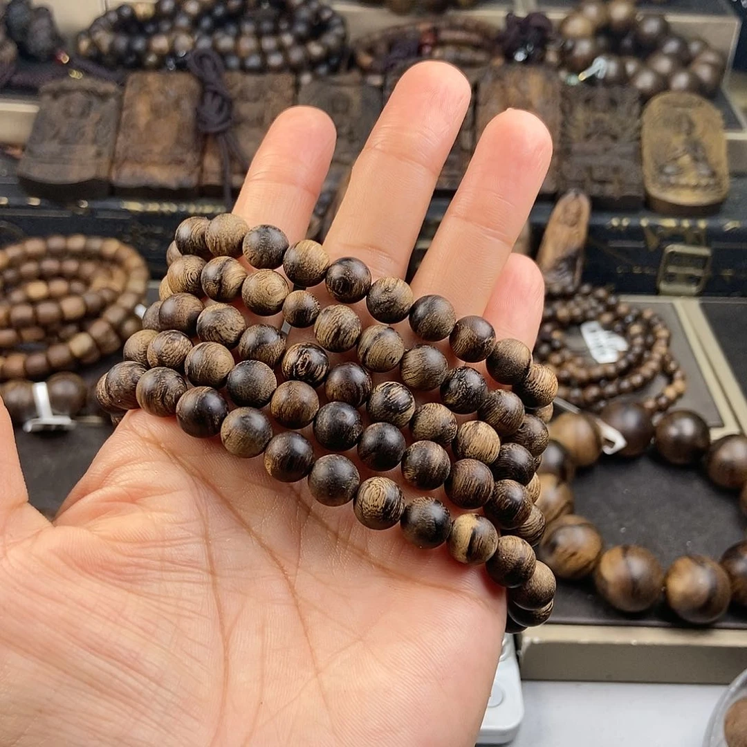 沉香手串美***神越南芽庄白虎斑留疤