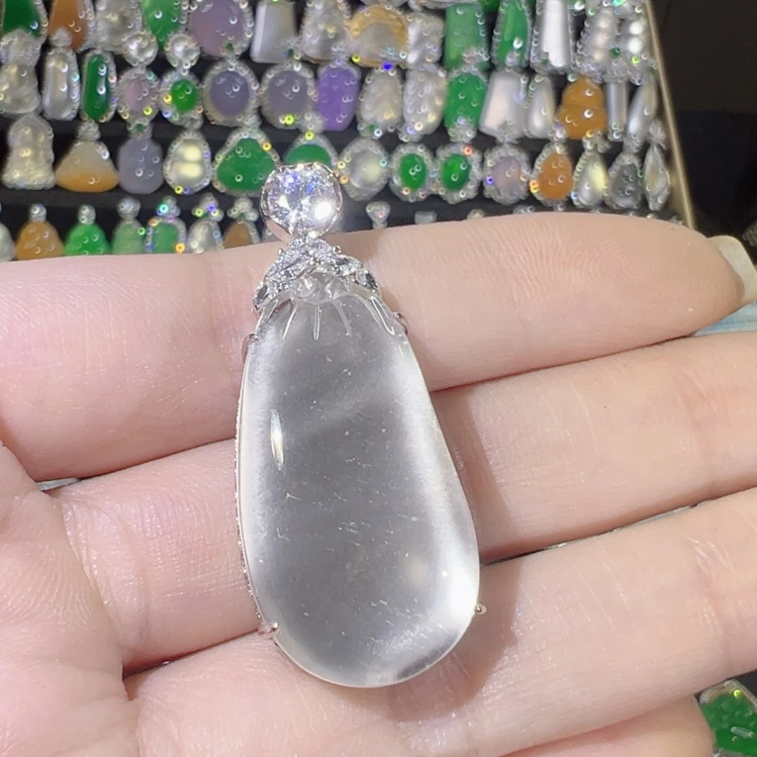 石英质玉银S925镶嵌颈饰