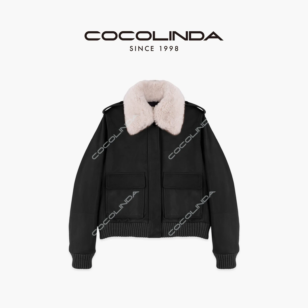 COCOLINDA | 100%羊皮可拆卸领皮衣帅气欧美（夹袄）外套F2474