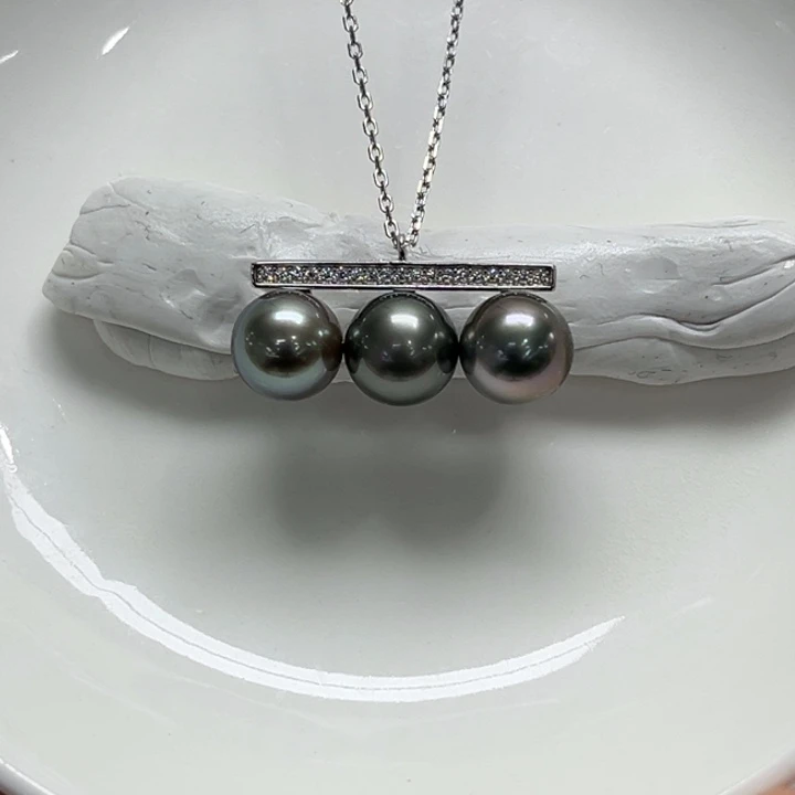 银S925镶嵌套链海水珍珠8-9mm130号