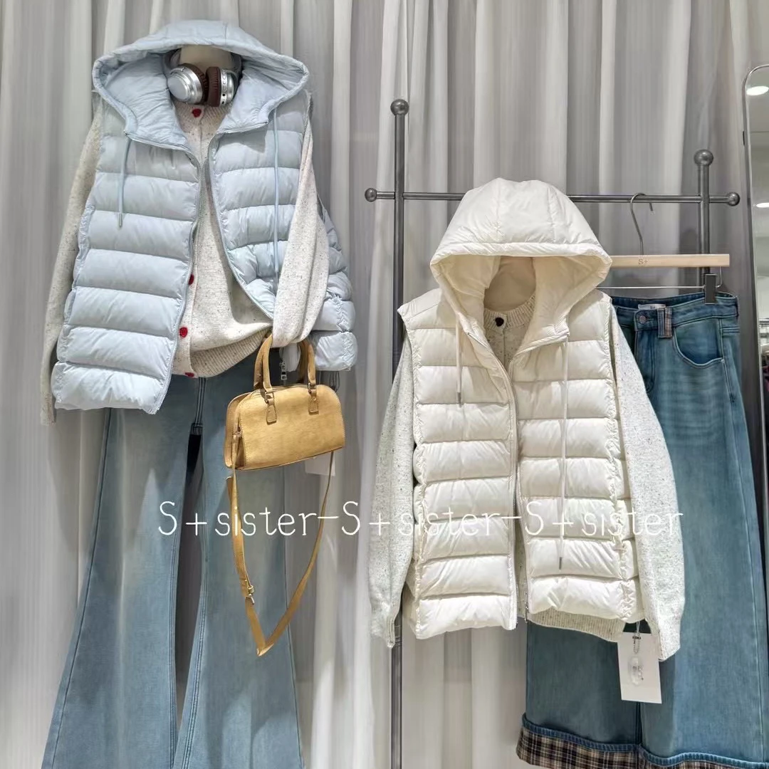 【肉思RS】S+W2300韩系大码女装百搭显瘦爆款排骨羽绒服马甲两件套