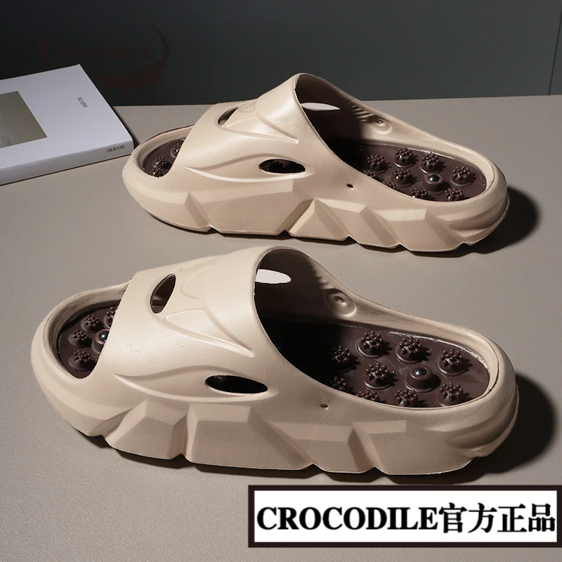鳄鱼恤2025夏季新款男指压板拖鞋踩屎感外穿一字拖足底按摩沙滩椰