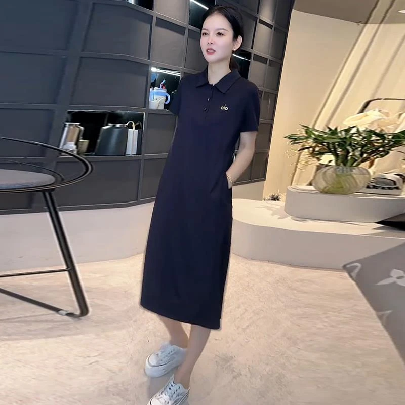 时尚连衣裙女2025夏季新款洋气宽松显瘦中长款polo领气质休闲裙子