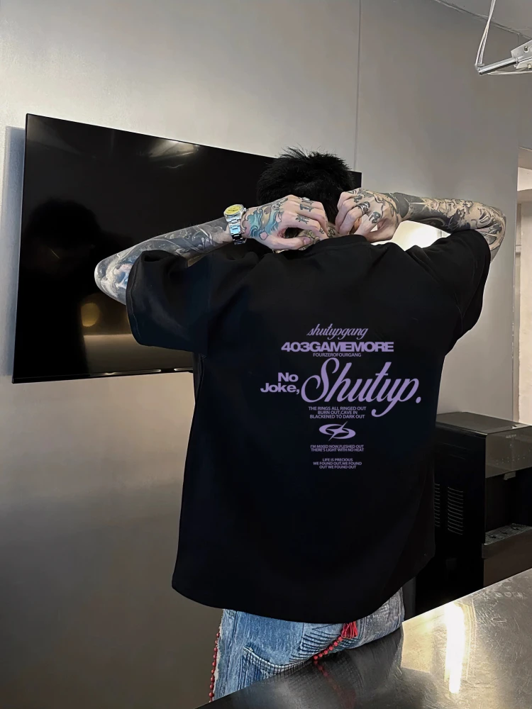 【重磅纯棉】夏季美式宽松圆领百搭休闲高街潮流港风韩版男短袖T恤