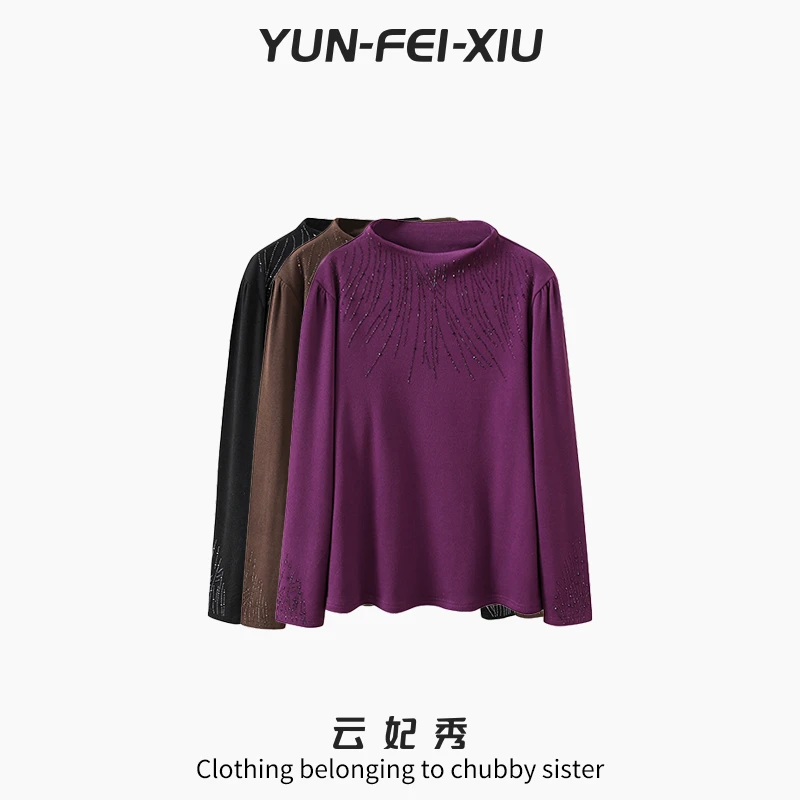 云妃秀大码女装T恤时尚休闲胖妹妹显瘦宽松减龄遮肉上衣秋季88025