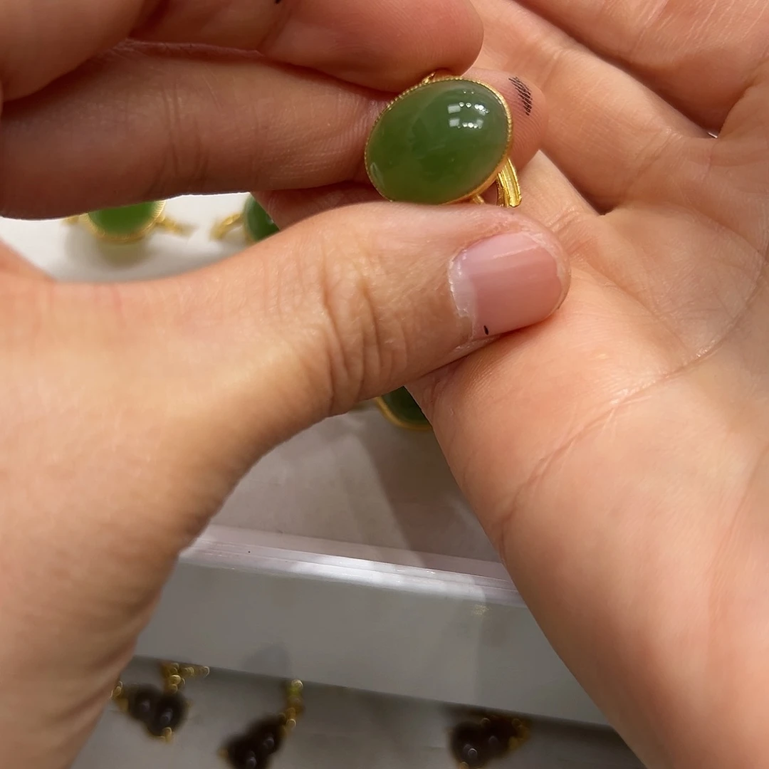 和田玉戒指银S925镶嵌古****月