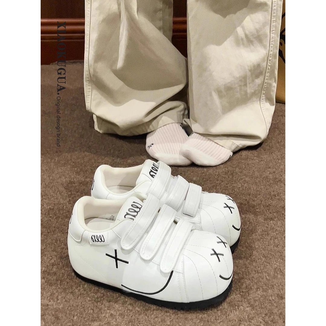 魔术贴面包大头鞋女2025新款夏季厚底增高鞋休闲板鞋运动小白鞋子