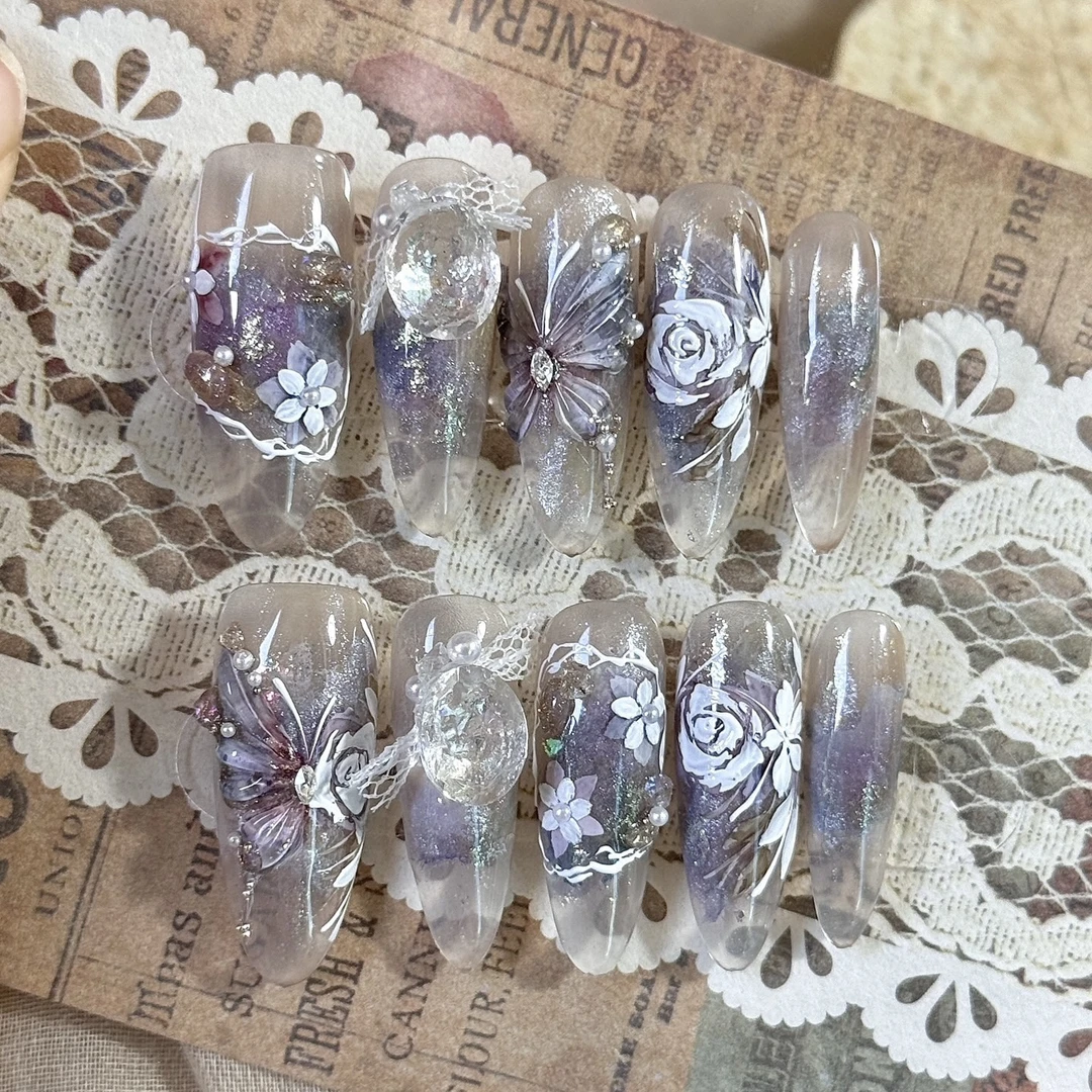 现货|繁花 纯手绘纯手工穿戴甲美甲