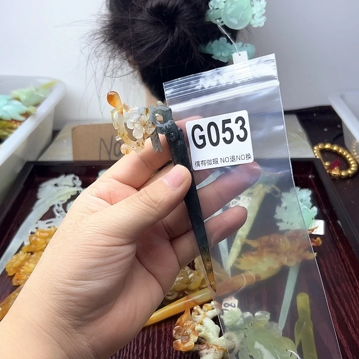 蛇纹石玉合金发饰2***棚