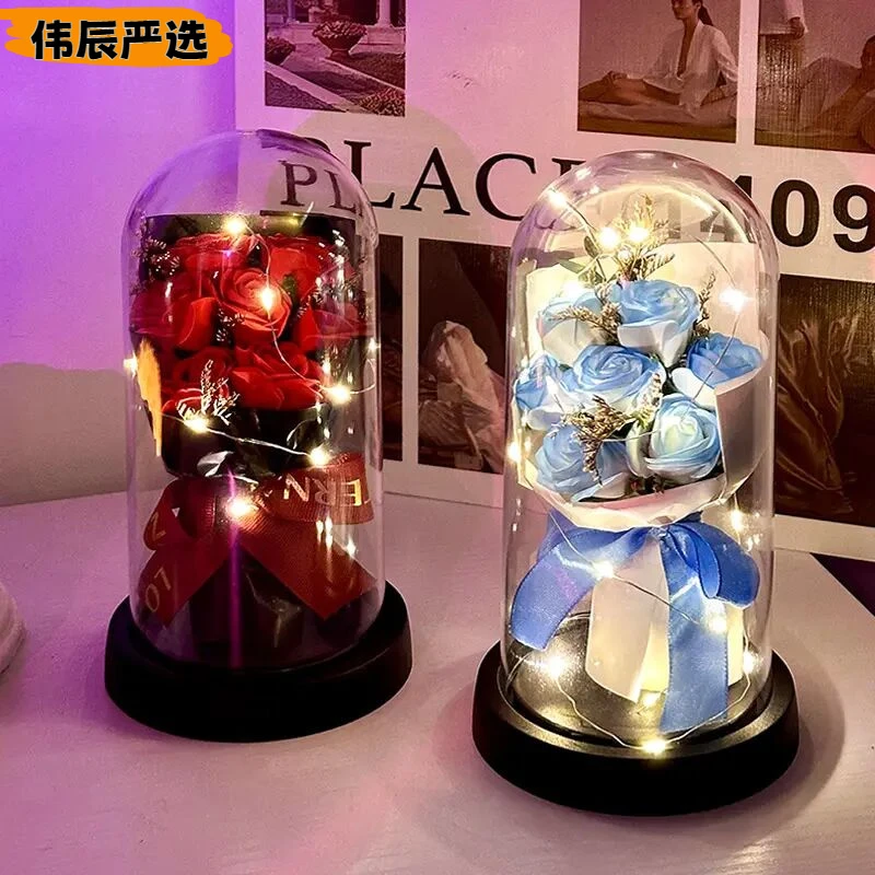 溢彩带灯永生花玫瑰花生日礼物女朋友老婆礼物浪漫高级礼盒花束