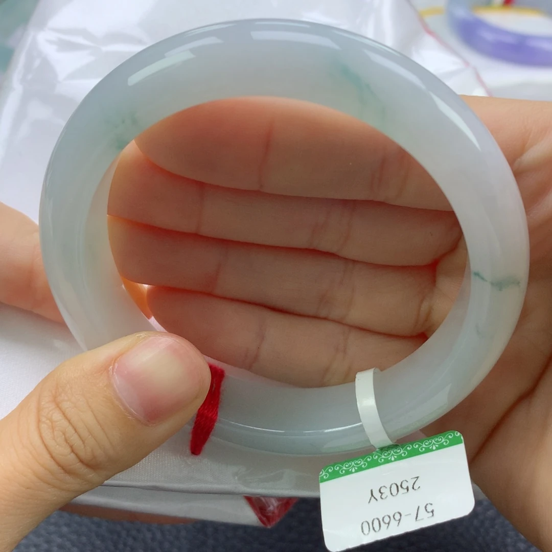 翡翠手镯未镶嵌缅甸天然翡翠A货57.3正