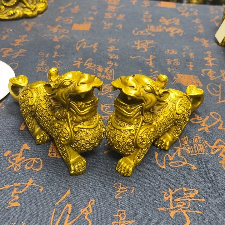 黄铜貔貅高9长15一对
