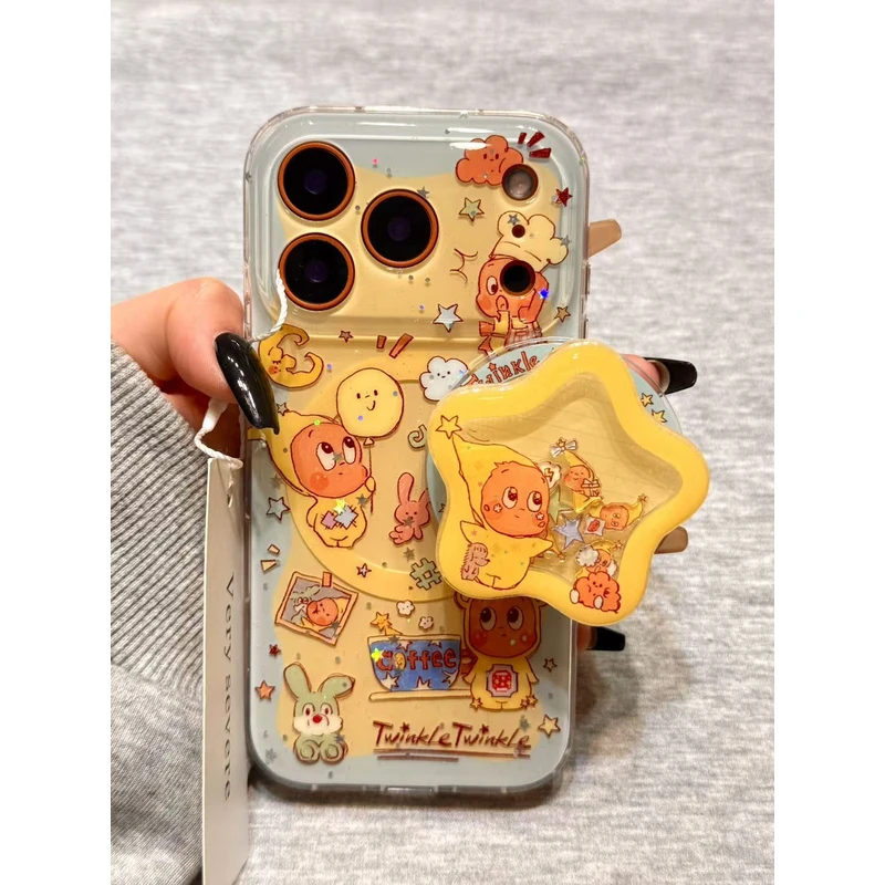 围边蓝色星星小人插画磁吸支架适用苹果17promax手机壳16iphone15