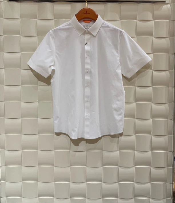 比音勒芬25夏款休闲弹力净色短袖衬衫0429