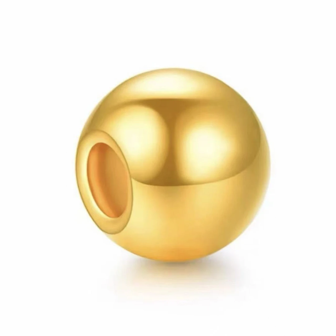 足金999卡5mm纯黄金金珠拍10件赠合金链条
