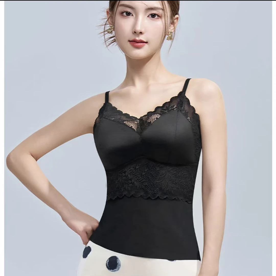 889性感蕾丝一片式吊带背心内搭美背自带胸垫高级感通勤适用