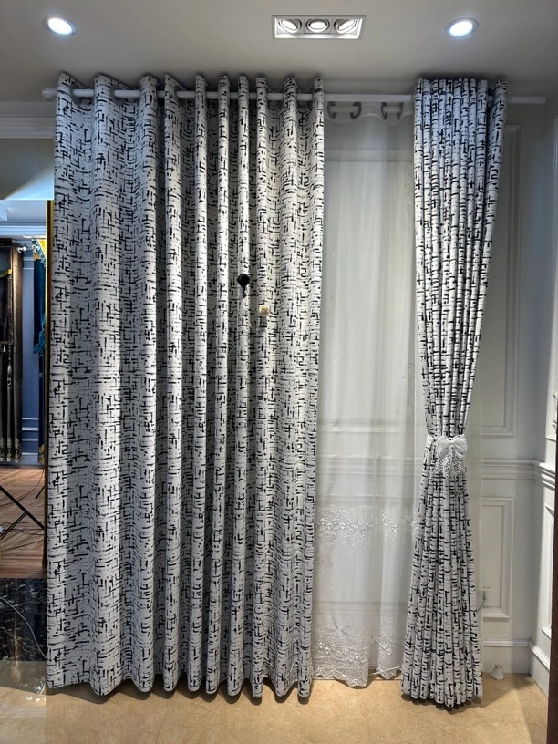 现代轻奢雪尼尔提花窗帘