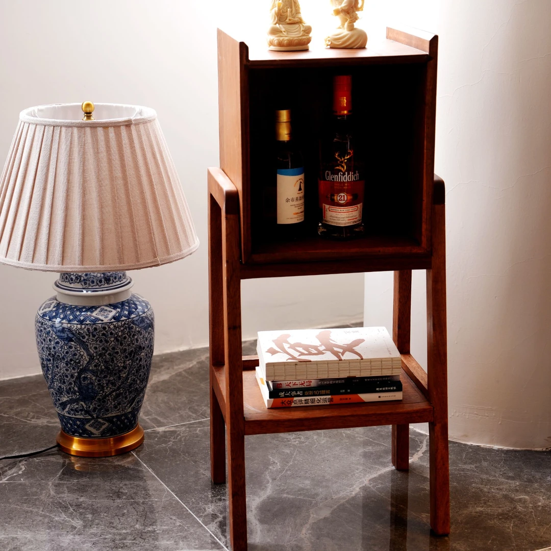 【老高】老槠木新中式置物柜实木茶室柜新中式收纳柜长38*高86*32