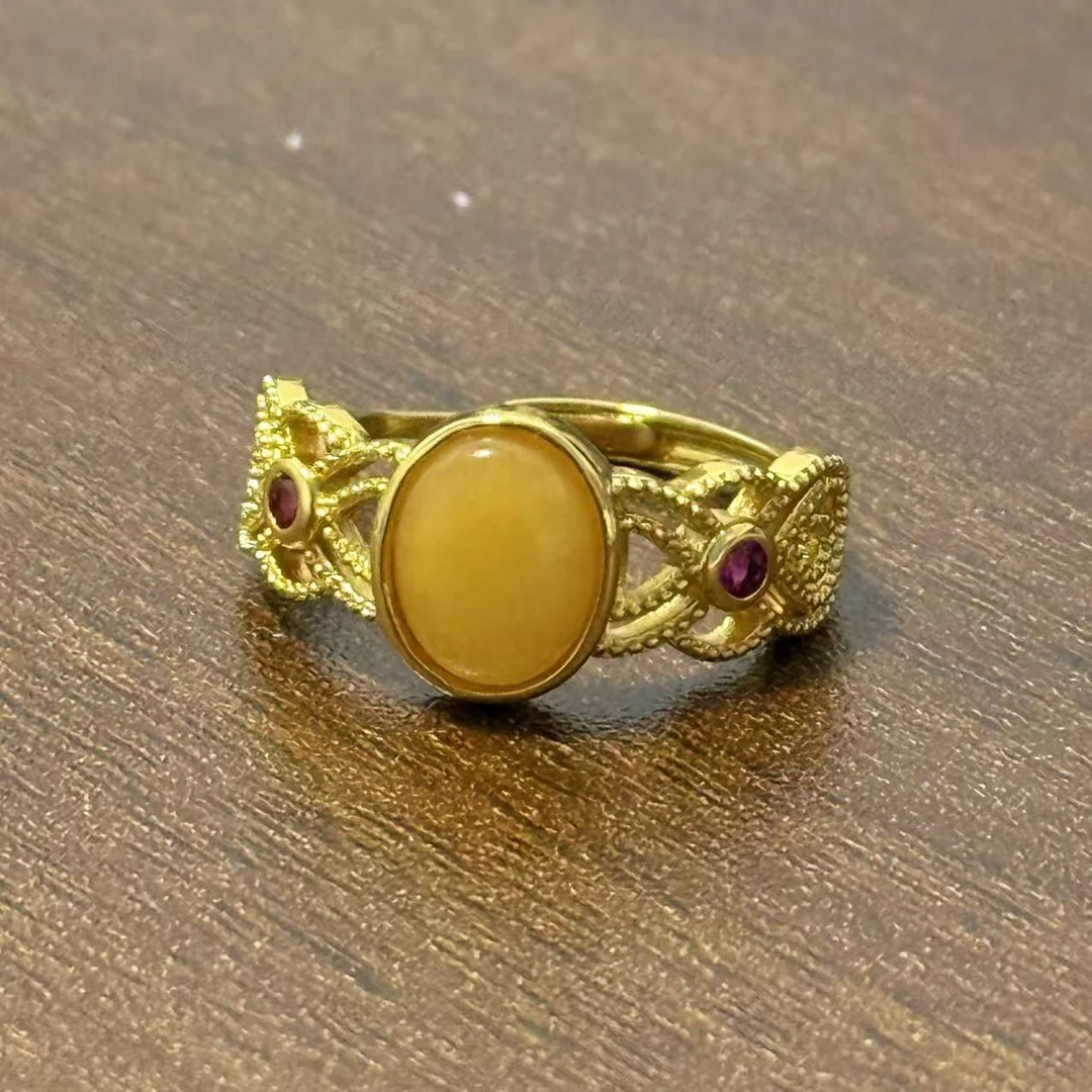 直播专属 天然 蜜蜡戒指 多样性发一 YJ0011