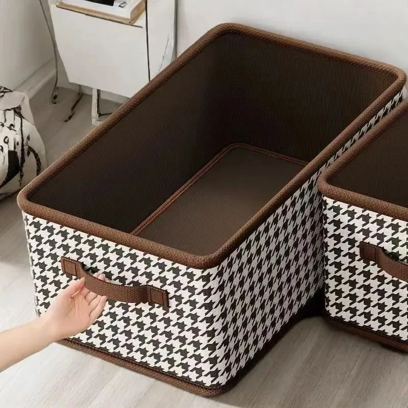 【新人福利】大容量收纳储物筐分层棉麻家用整理盒裤子放收纳箱折叠