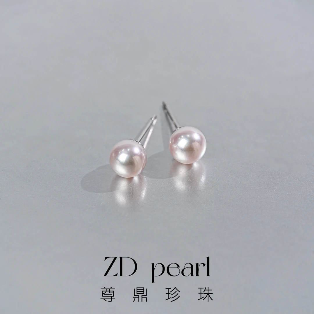 尊鼎珍珠-S925银海水珍珠中国南珠白珠小灯泡耳钉4-8mm RS