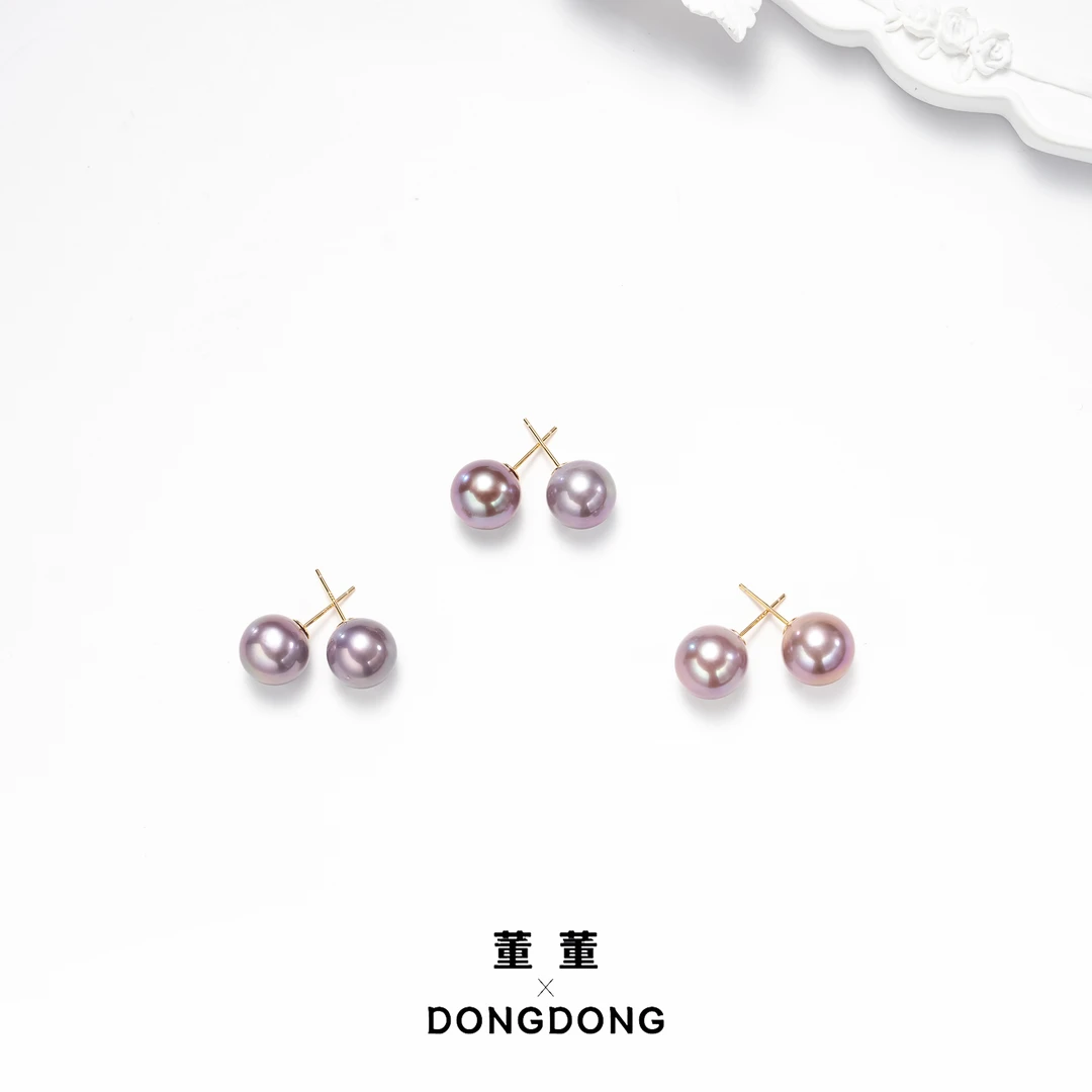 DDX677-2【董董】[沉默玫瑰]天然淡水紫色珍珠耳钉/10-11mm/S925