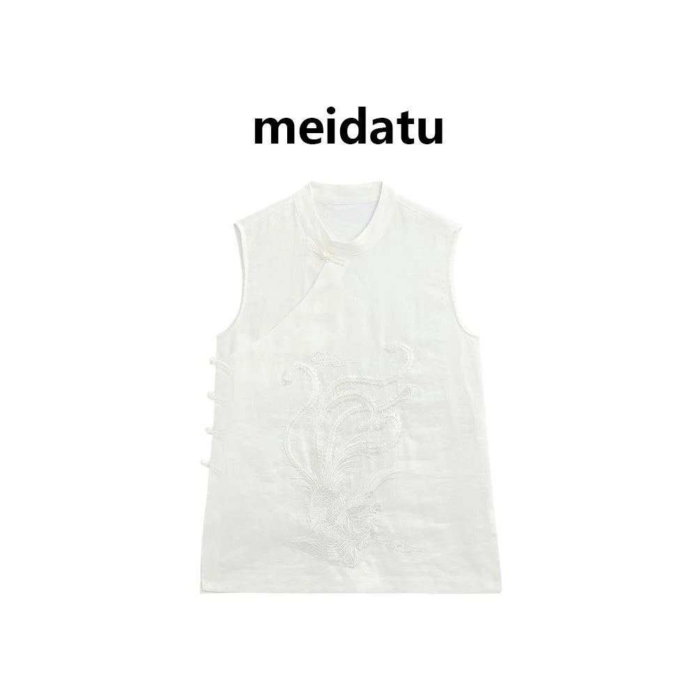 美哒兔(凤舞云裳)精美轻奢刺绣凤凰亚麻上衣CK1915-27