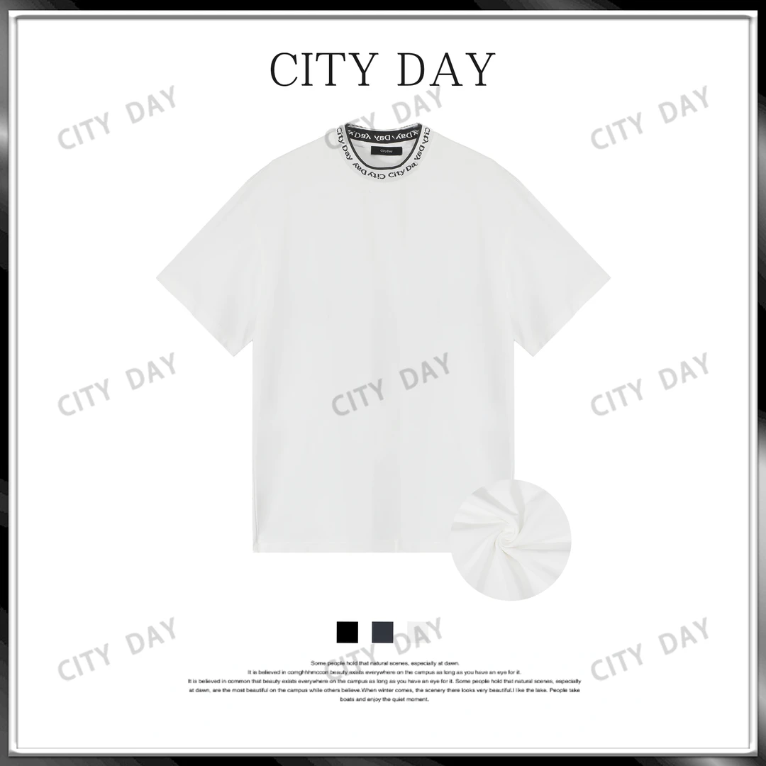 CityDay【楠哥】冰氧爵士 凉感字母提花设计款极简短袖T恤 30078